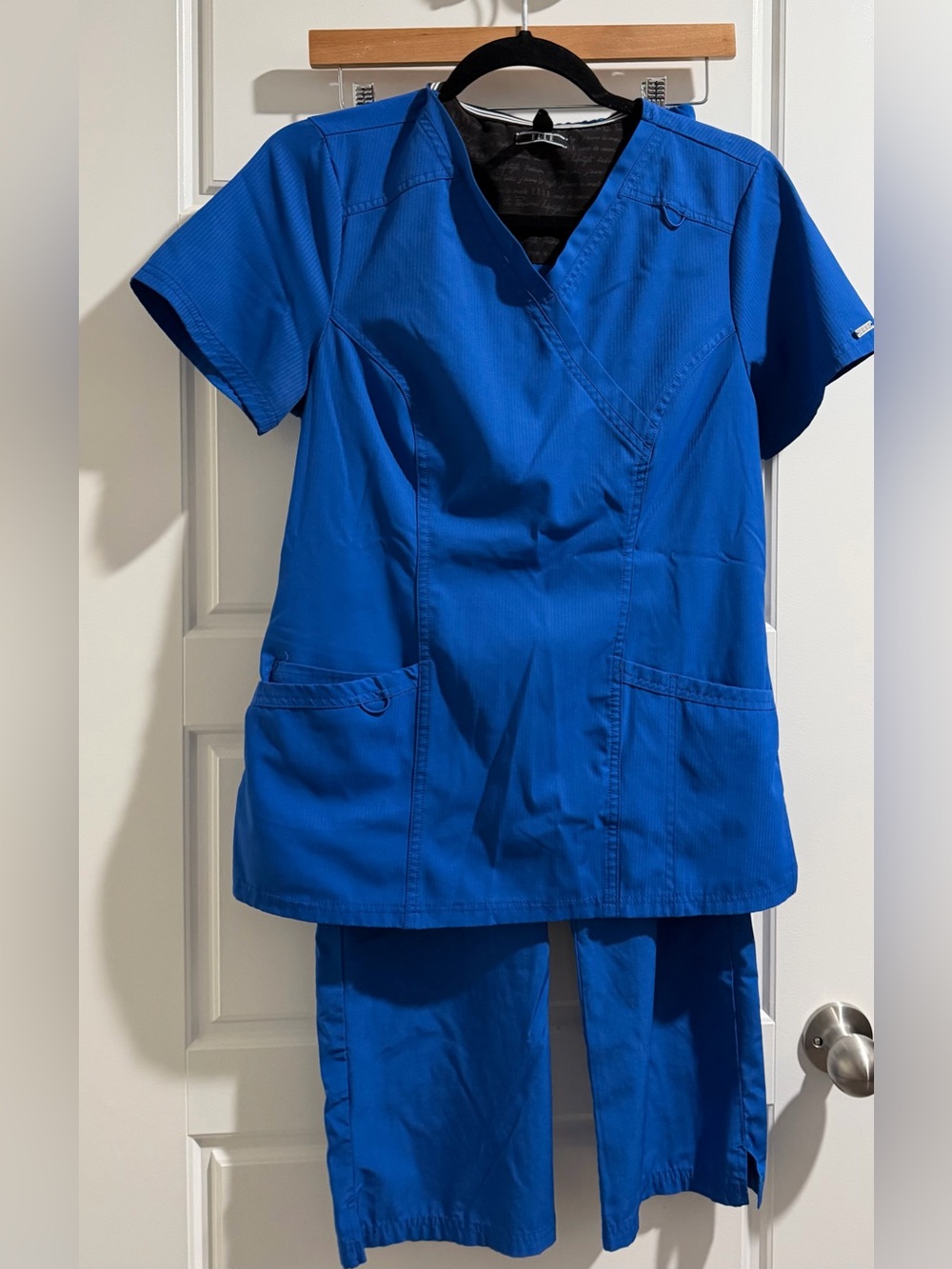 Elle Bright Blue women’s Scrub Top and bottom